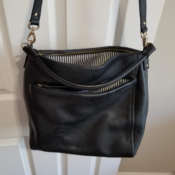 Kate Spade Black Leather Shoulder Bag Zipper Tote - Picture 4 of 5
